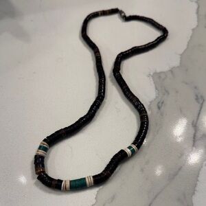 Vintage Turquoise, Shell  and Brown Beaded Necklace